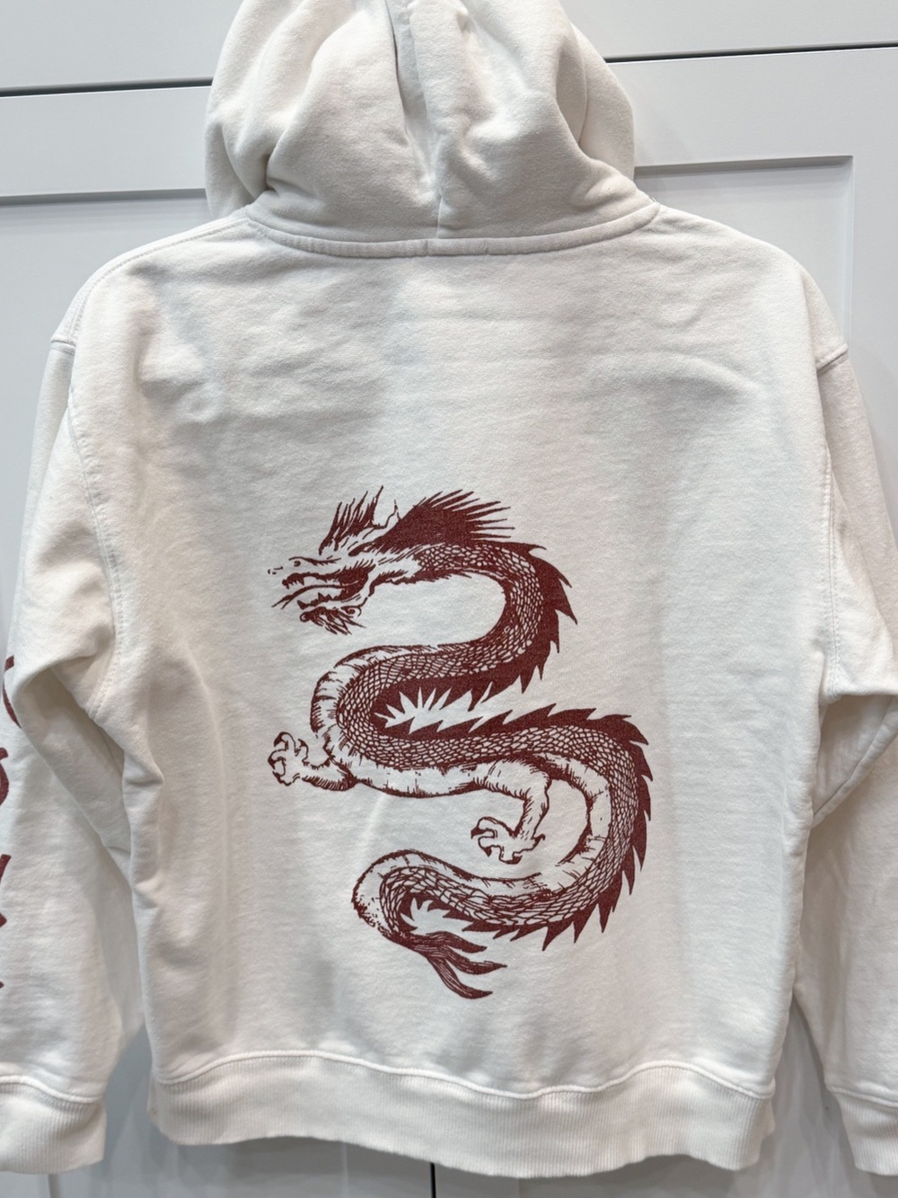 Brandy Melville/John Galt White Hong Kong Dragon Sweatshirt Hoodie OS - Picture 6 of 9